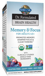 Garden of Life Dr Formulated Brain Health Memory and Focus for Adults 40 Plus  60 Tablets